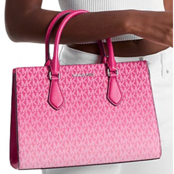 Michael Kors Handbags - Michael Kors MK Sheila Medium Bag Purse Handbag Center Zip Satchel (Dragonfruit)